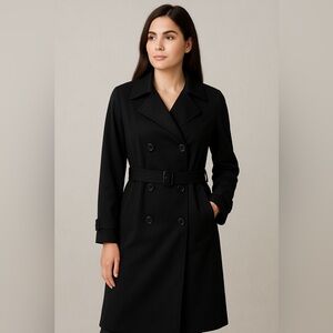🖤 Liz Claiborne Black Trench Coat – Petite 14
